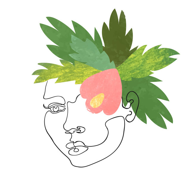 轮廓女人脸上的花图片下载