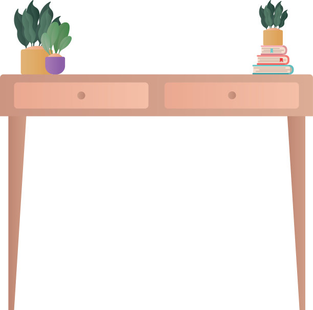书桌有植物和书籍设计图片下载