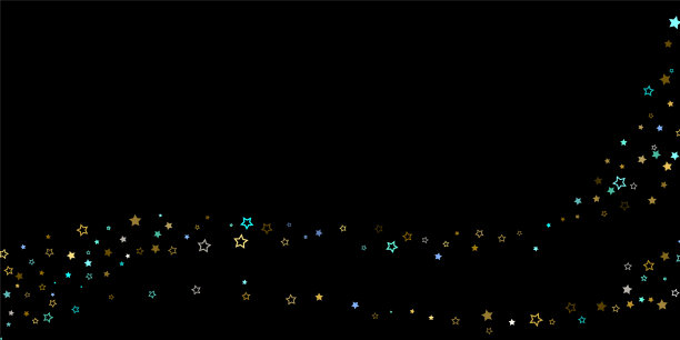 金色蓝色星星链轮闪亮的五彩纸屑图片下载