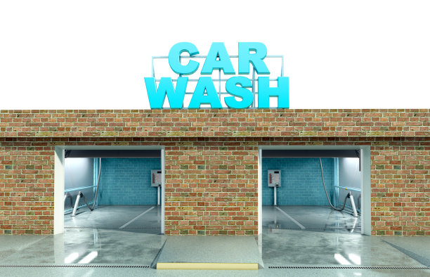 自助式洗车封闭盒与分区洗车3d渲染图像图片下载