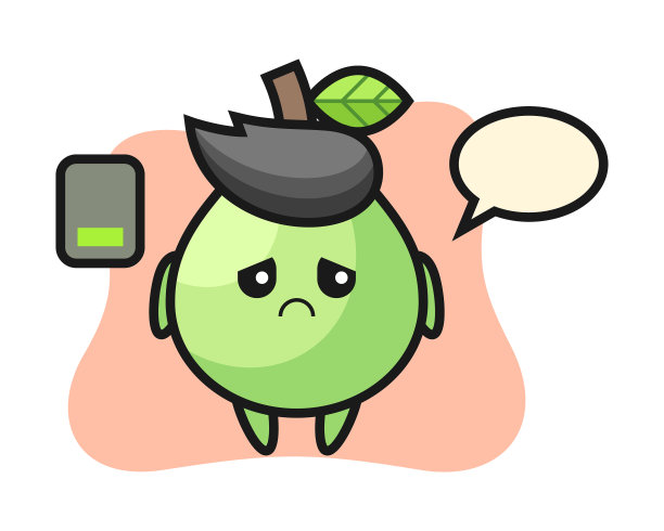 番石榴吉祥物角色做一个疲倦的手势图片下载