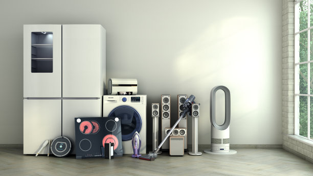 现代家电在空房商务或网上购物的3d营销理念图片下载