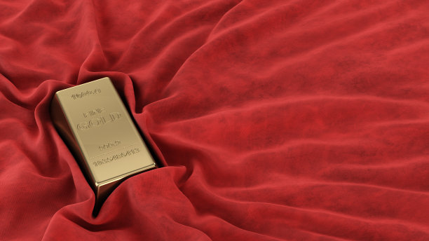 金色条上红色天鹅绒pano表示背景3d渲染图像图片下载