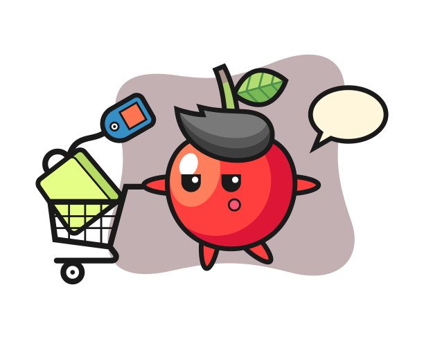 樱桃卡通与购物车图片下载