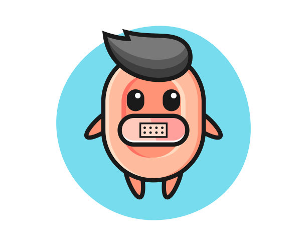 卡通肥皂和胶带在嘴上图片下载