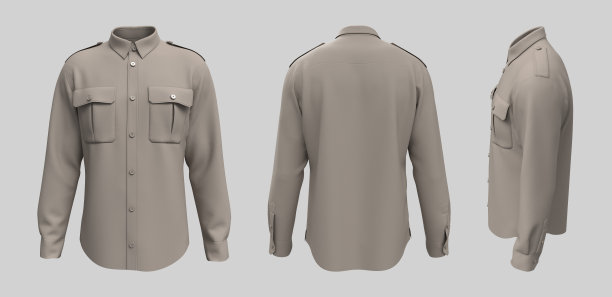 男人的长袖军事衬衫模型图片下载