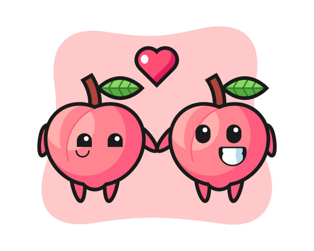 桃色卡通人物夫妇相恋图片下载
