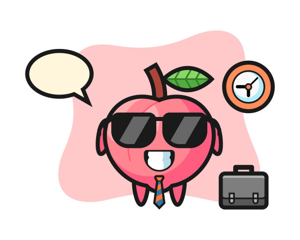 卡通吉祥物桃作为商人图片下载