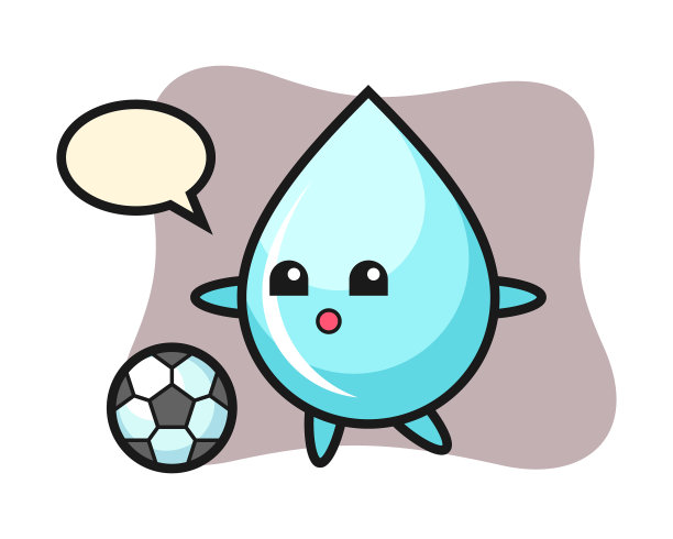 水滴卡通正在踢足球图片下载