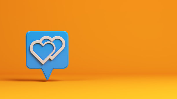 蓝色和白色的气泡图标捐赠概念在橙色的背景图片下载