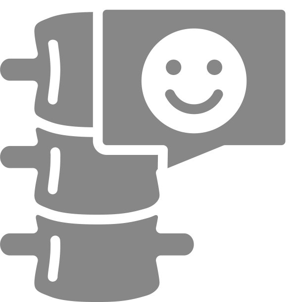 脊柱与快乐的脸在聊天气泡灰色图标图片下载