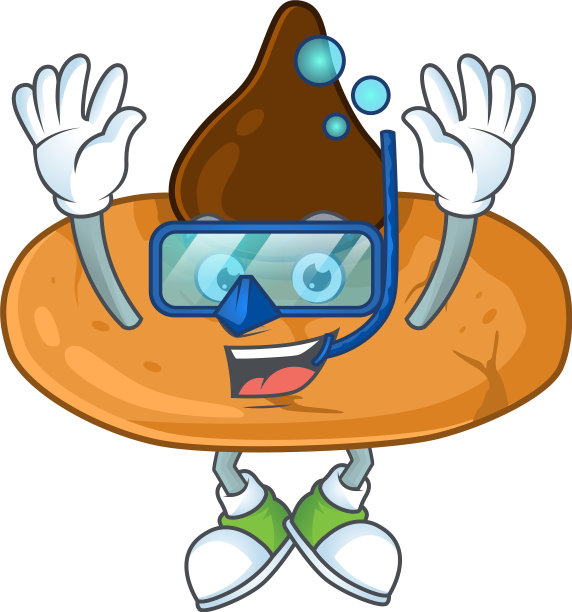 卡通设计亲吻饼干尝试潜水眼镜图片下载