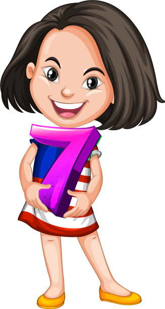 亚洲女孩拿着数学七号图片下载