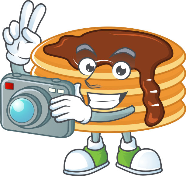 巧克力奶油煎饼摄影师吉祥物图片下载
