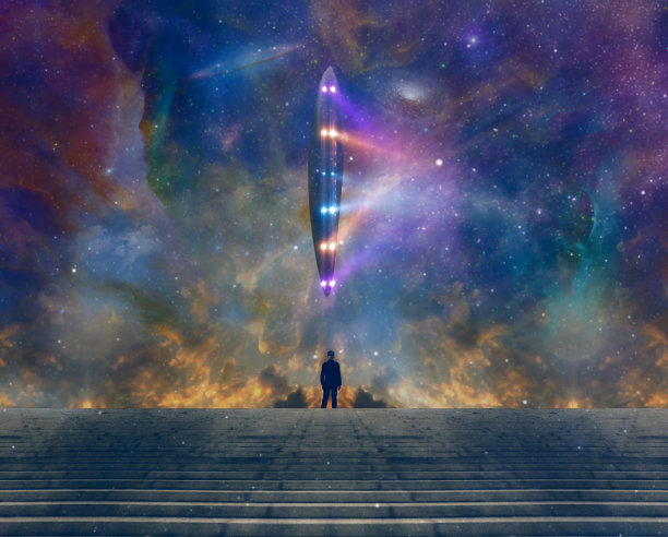 男人和不明飞行物图片下载