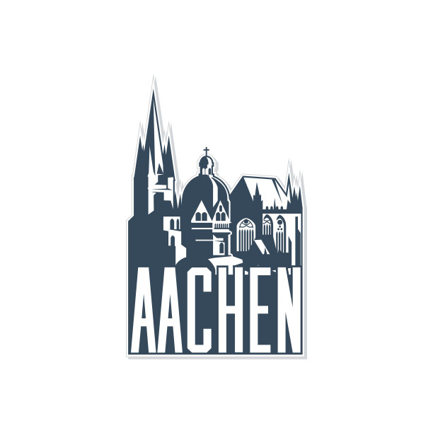 白色的亚琛城市标志上的单色徽章图片下载