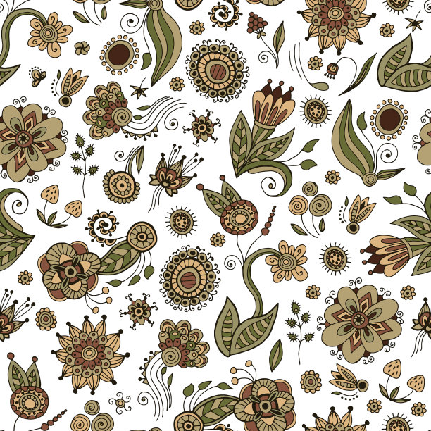 无缝的民族风格的花卉装饰图案图片下载