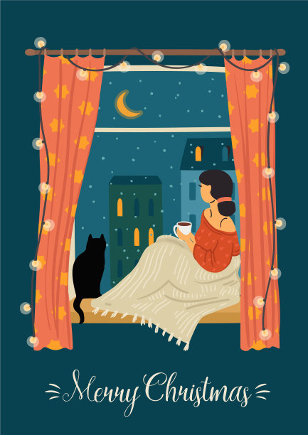 圣诞快乐新年时尚复古风格图片下载