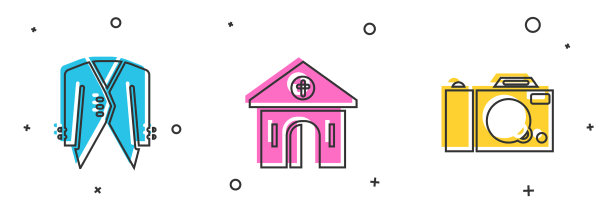 设置适合的教堂建筑和照片相机图标图片下载