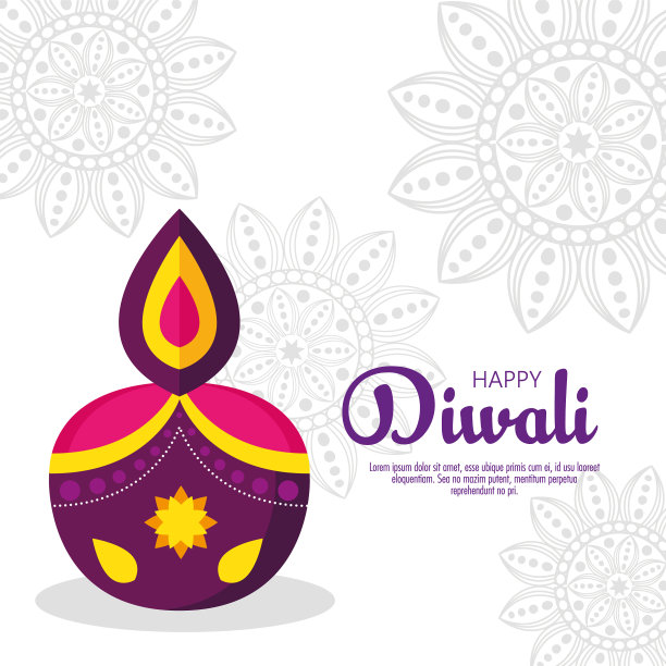 横幅排灯节节日与蜡烛图片下载