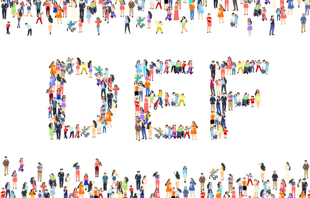 一大群人在字母d e f符号图片下载