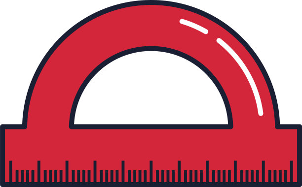 量角器标尺线条和图标填充样式图片下载