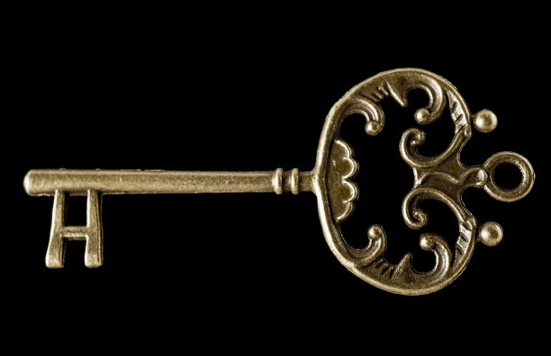 钥匙形状，使一个抽象的背景使用青铜古董钥匙图片下载