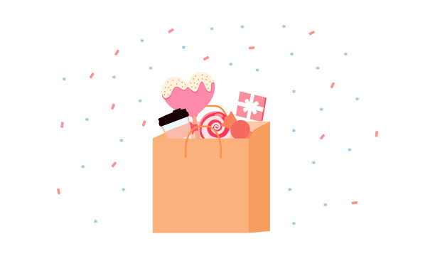 白色背景上装满糖果的包裹图片下载