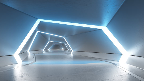 霓虹灯的未来隧道图片下载