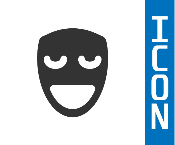 灰色喜剧戏剧面具图标孤立在白色图片下载