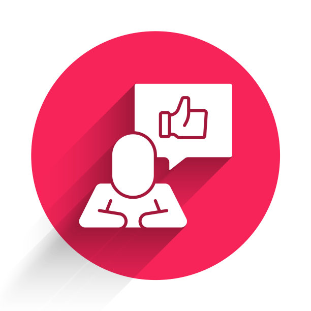 白色的手像图标孤立与长影子图片下载