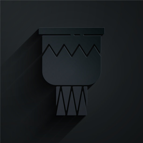 剪纸鼓图标孤立在黑色背景图片下载