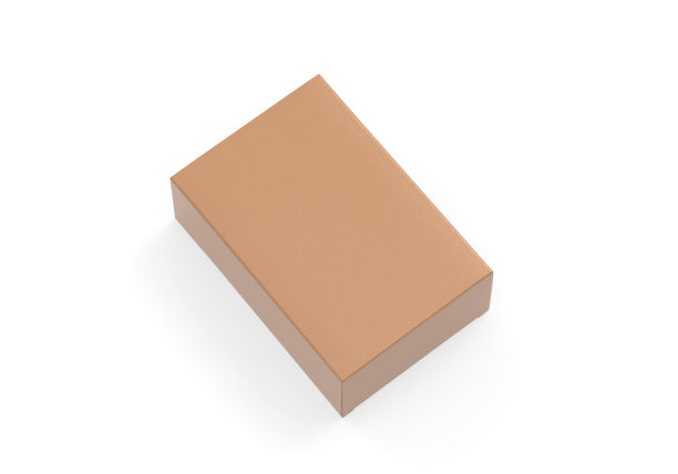 棕色牛皮纸纸盒模型，纸板包装盒模型模板上孤立的白色背景，3d插图图片下载