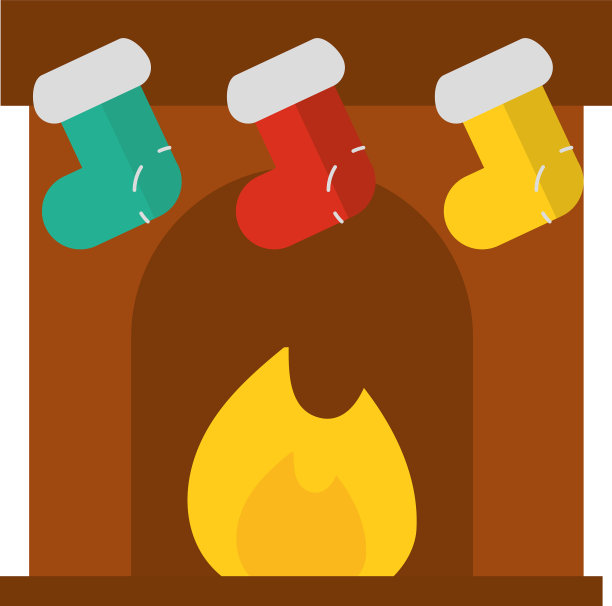 快乐圣诞用袜子燃烧烟囱图片下载