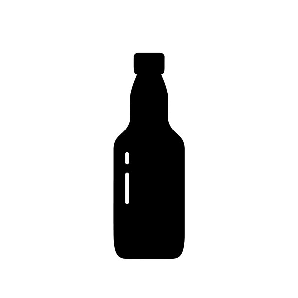 瓶颈弯曲的啤酒瓶剪影图片下载