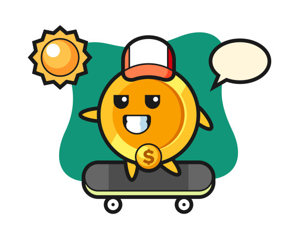 一美元硬币的人物骑着滑板图片下载