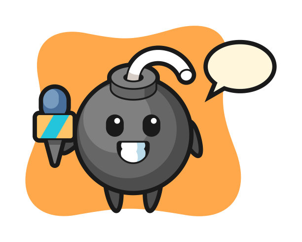 角色吉祥物炸弹作为一个新闻记者图片下载