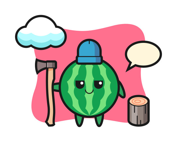 人物卡通西瓜作为一个樵夫图片下载