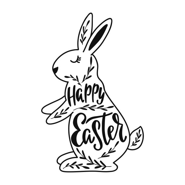 复活节贺卡与兔子的剪影，兔子。图片下载