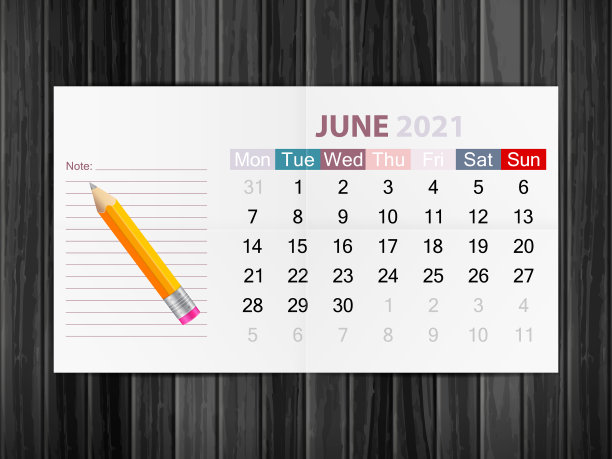 日历上的2021年6月的木头图片下载