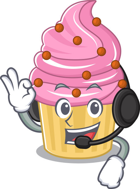 快乐草莓纸杯蛋糕吉祥物设计风格图片下载