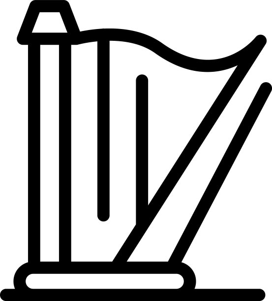 学校竖琴图标轮廓风格图片下载