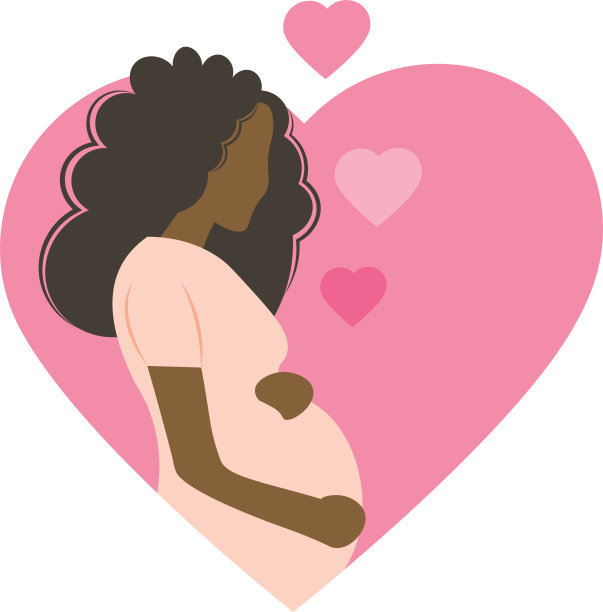 孕妇被心形框架包围。图片下载
