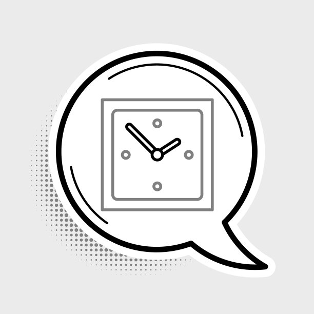 线时钟图标隔离在灰色背景时间图片下载