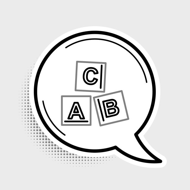 行ABC块图标孤立在灰色背景图片下载