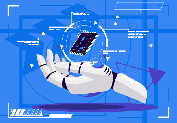 矢量插图的仿生手持有一个计算机处理器图片下载