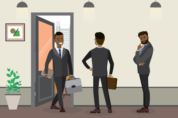 卡通非洲裔美国商人和等待图片下载