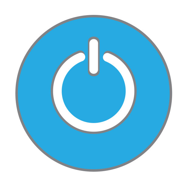 电源按钮图标上的白色背景。按钮电源标志。平的风格。开始的象征。图片下载