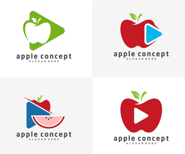 设置玩苹果水果标志设计模板图片下载