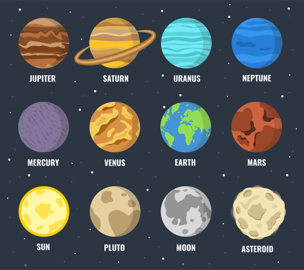 五彩缤纷的行星。矢量插图。图片下载